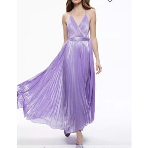 alice + olivia Arista Lilac Pleated Halter Maxi Dress Pleated Maxi Dress NWT